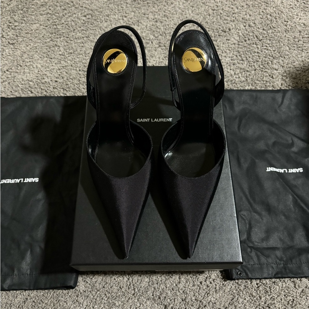Saint Laurent Tabou 110 Grosgrain Slingback Pump size 39 1/2